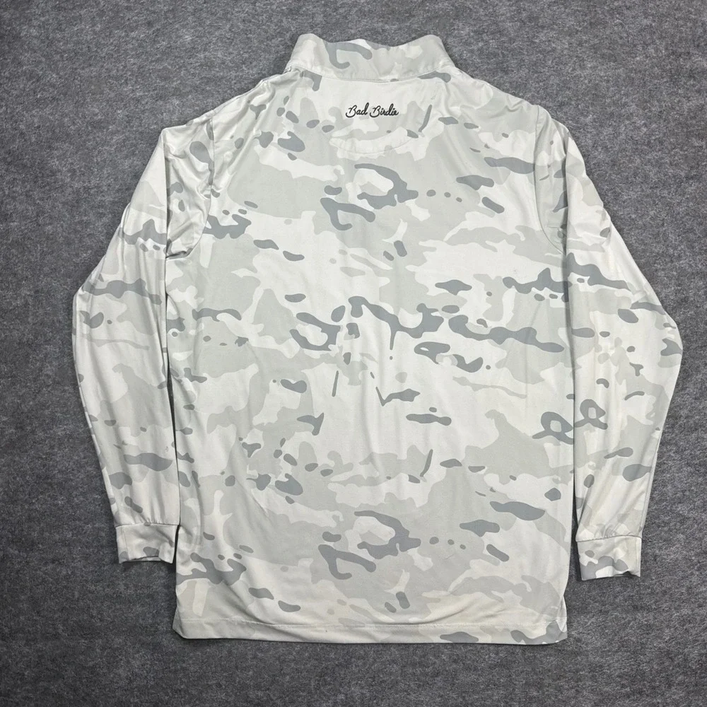 Bad Birdie Quarter Zip Golf Pullover Mens M Camo Grey White Activewear